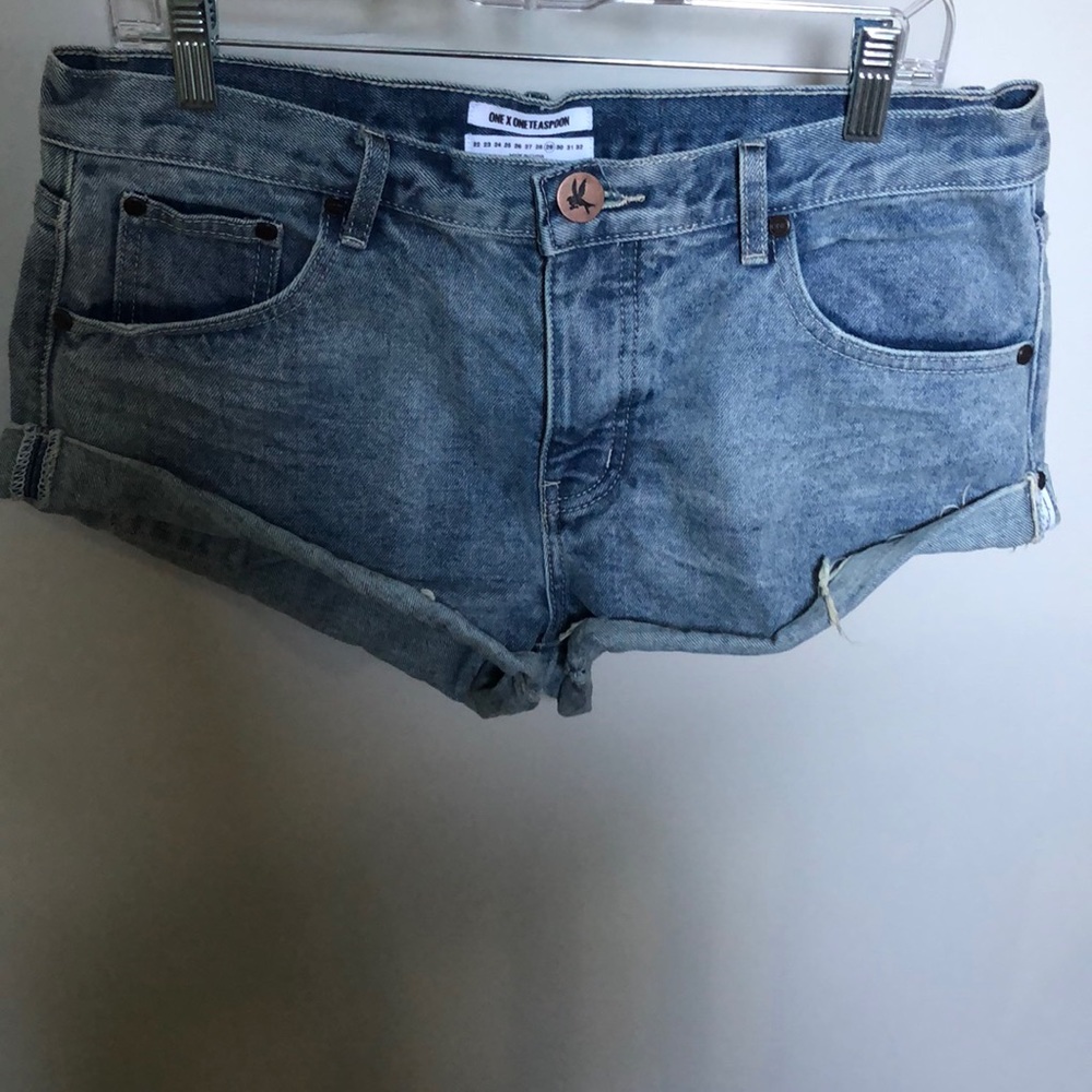 ONE X TEASPOON denim cut shorts with button fly